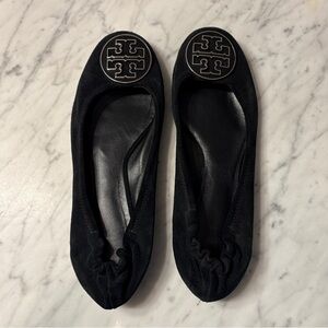 Tory Burch Suede Black Ballet Flats